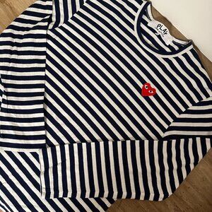 Comme des Garcons Men's Navy blue Stripped Long Sleeve